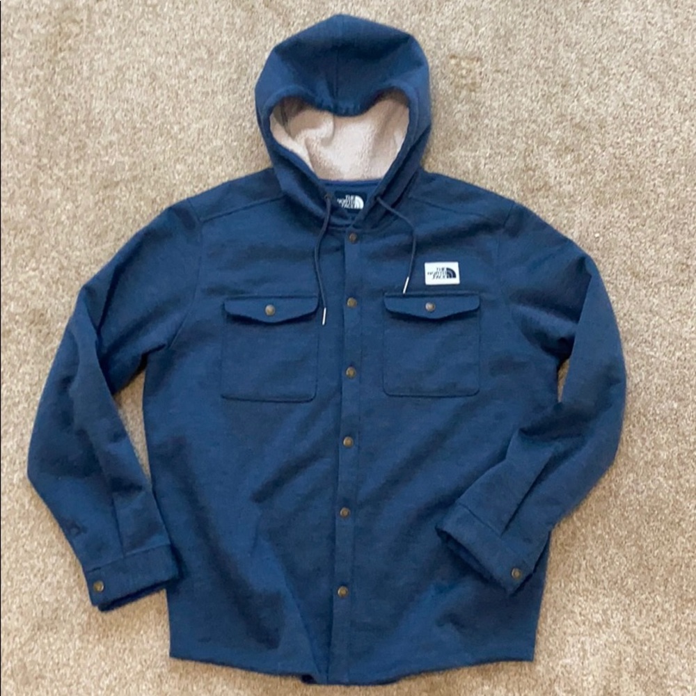 The North Face Mens Sherpa Hoodie XL Heather blue